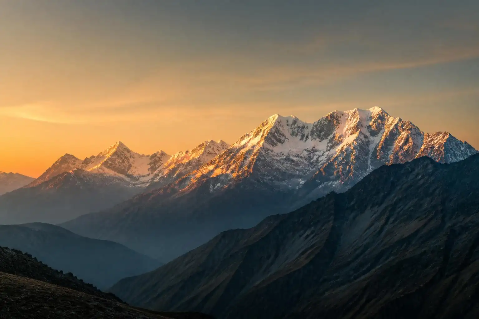Cordillera de los Andes al atardecer